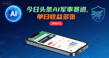 今日头条AI军事赛道，单日收益多张 ，手机可做【附指令】-入圈