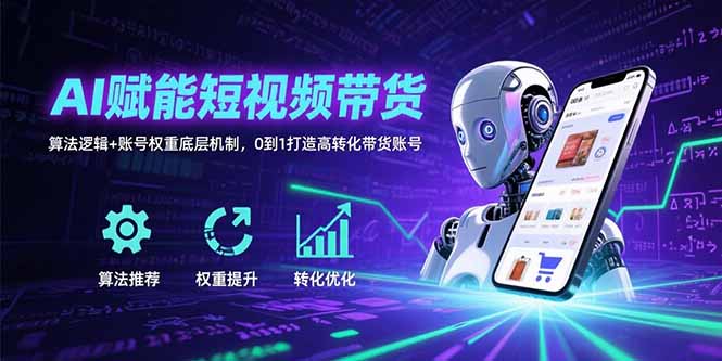 （15563期）AI赋能短视频带货：算法逻辑+账号权重底层机制，0到1打造高转化带货账号-入圈