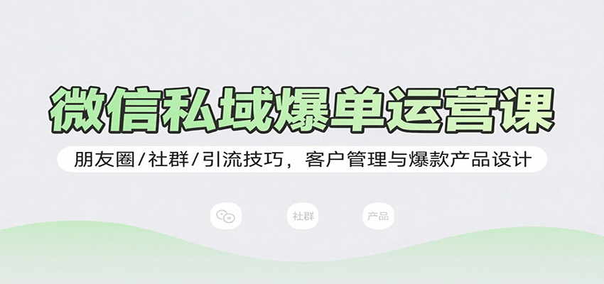 微信私域爆单运营课：朋友圈/社群/引流技巧，客户管理与爆款产品设计-入圈