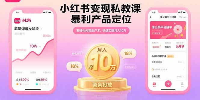 （15859期）小红书变现私教课，暴利产品定位，高转化内容生产术，快速实现月入10万-入圈