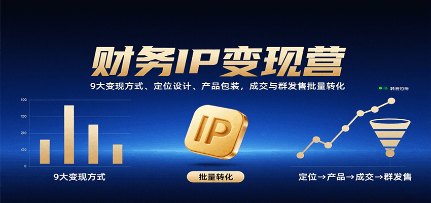财务IP变现营：9大变现方式、定位设计、产品包装，成交与群发售批量转化-入圈
