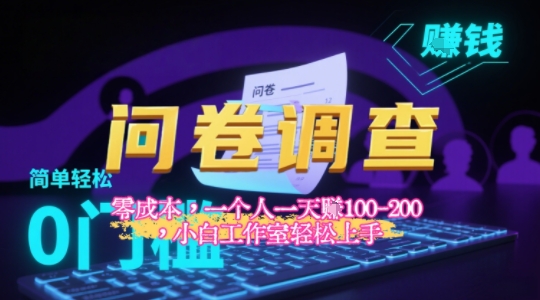 2025《问卷调查》最新工作室技术解密：一个人在家也可以闷声发大财，小白一天2张+，可矩阵放大-入圈