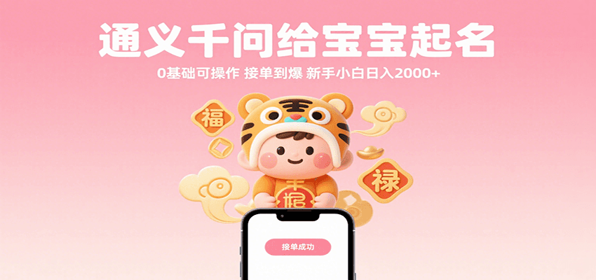 通义千问给宝宝起名 0基础可操作 接单到爆 新手小白日入2000+-入圈