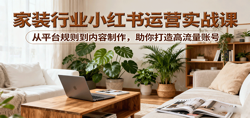 小红书家装行业运营实战课：从平台规则到内容制作，助你打造高流量账号-入圈
