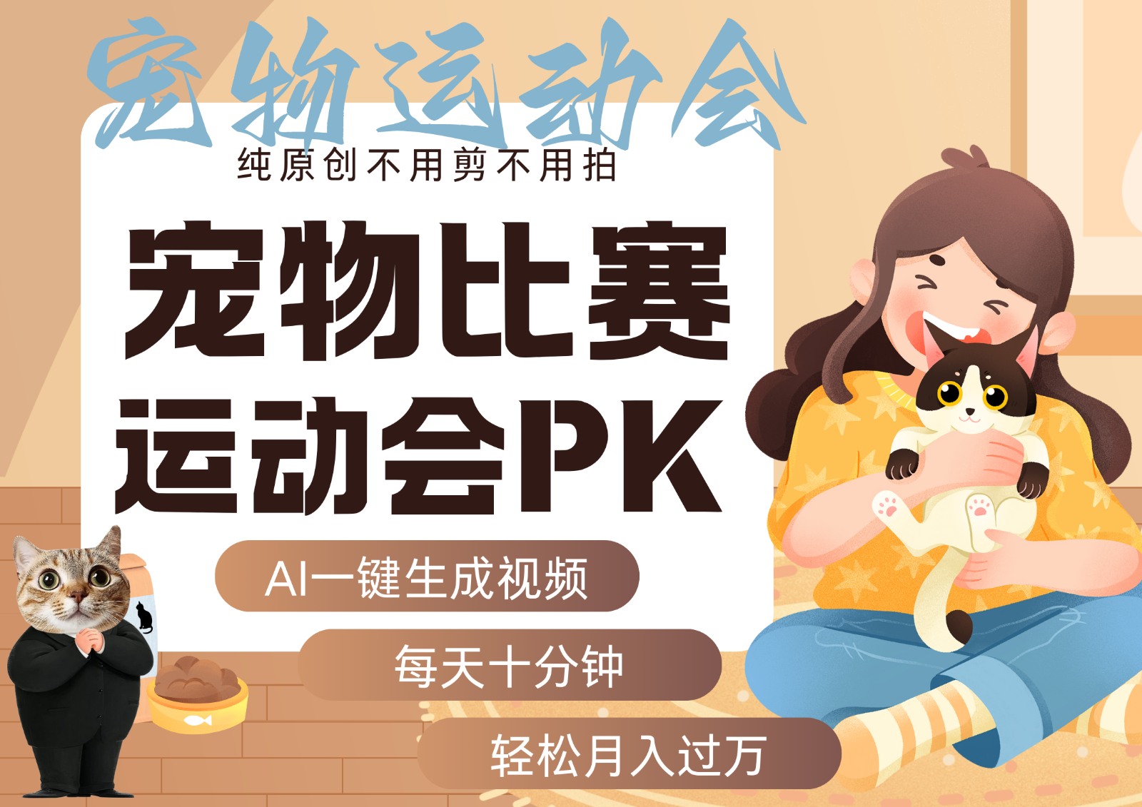 AI萌宠运动员跳水 射击  篮球  足球比赛   每天十分钟 附详细提示词文案库  代替做…-入圈