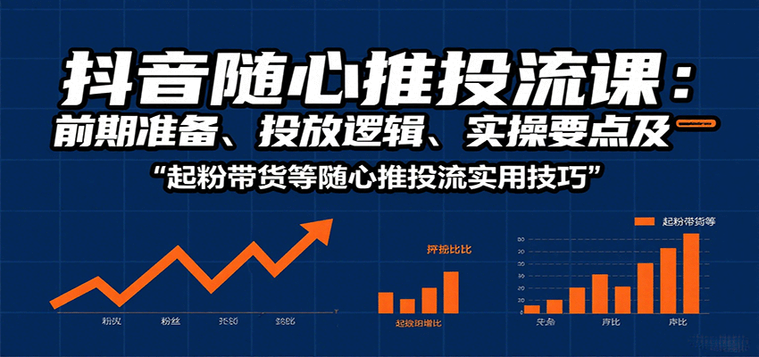 抖音随心推投流课：前期准备、投放逻辑、实操要点及起粉带货等随心推投流实用技巧-入圈
