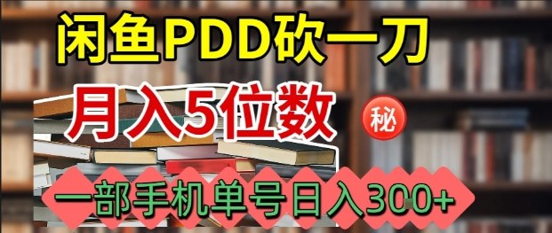 闲鱼PDD砍一刀，一部手机就可以操作，单号日入3张-入圈