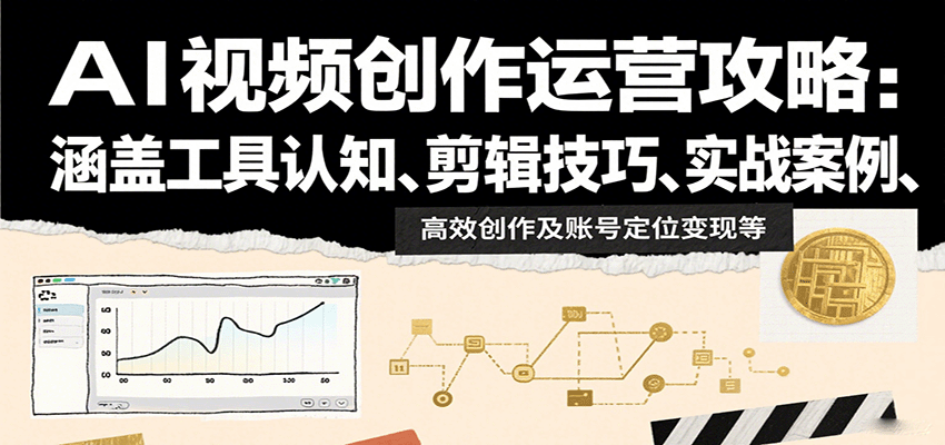 AI视频创作运营攻略：涵盖工具认知、剪辑技巧、实战案例、高效创作及账号定位变现等-入圈