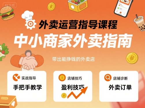 外卖运营指导课程，中小商家外卖指南，手把手带出能挣钱的外卖店-入圈