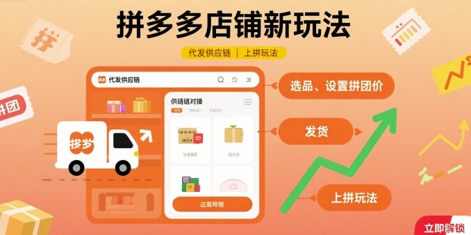 拼多多店铺新玩法，代发供应链上拼玩法-入圈