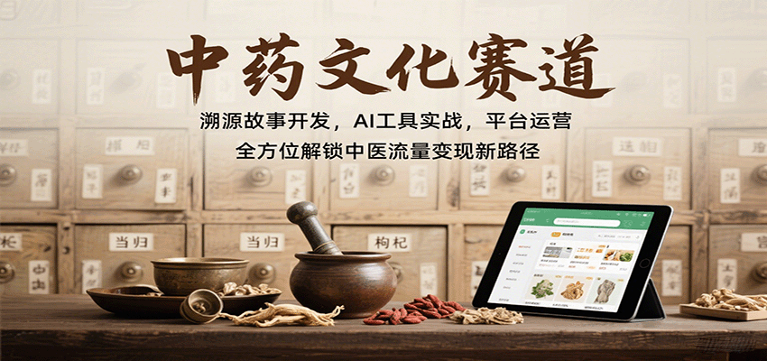 中药文化赛道：溯源故事开发，AI工具实战，平台运营，全方位解锁中医流量变现新路径-入圈