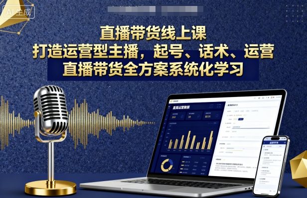直播带货线上课，打造运营型主播，起号、话术、运营，直播带货全方案系统化学习-入圈