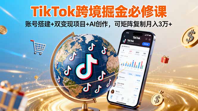 （16003期）TikTo跨境掘金必修课，账号搭建+双变现项目+AI创作，可矩阵复制月入3万+-入圈