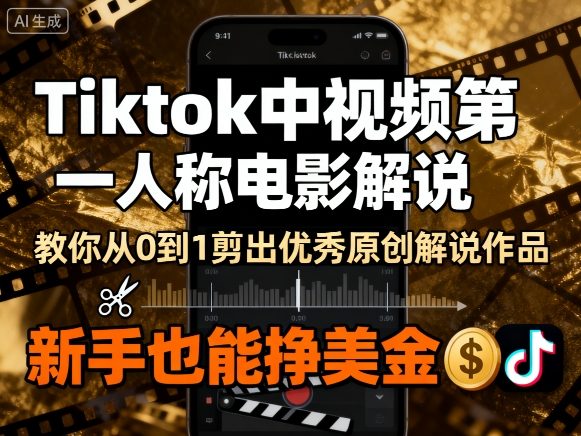 Tiktok中视频第一人称电影解说，教你从0到1剪出一个优秀的原创解说作品，新手也能挣美金-入圈