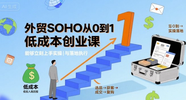 外贸SOHO从0到1低成本创业课，能够立刻上手实操与落地执行-入圈