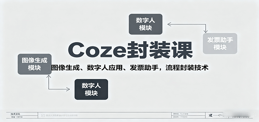 Coze封装课，图像生成、数字人应用、发票助手，流程封装技术-入圈