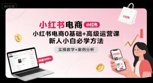 小红书电商0基础+高级运营课，新人小白必学方法，实操教学+案例分析-入圈