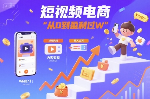 短视频电商：短视频变现从0到盈利过W-入圈