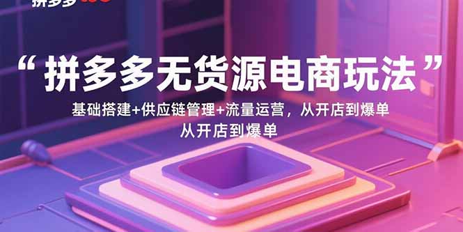 （15886期）拼多多无货源电商玩法：基础搭建+供应链管理+流量运营，从开店到爆单-入圈