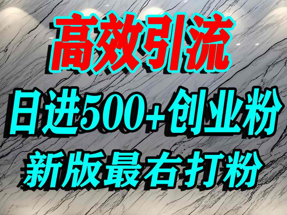 最右打创业粉，百分之九十九同行都不知道的空白蓝海，单人日引500+精准流量-入圈