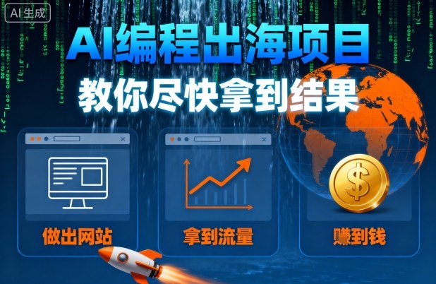 AI编程出海项目，教你尽快拿到结果-做出网站、拿到流量、賺到钱-入圈