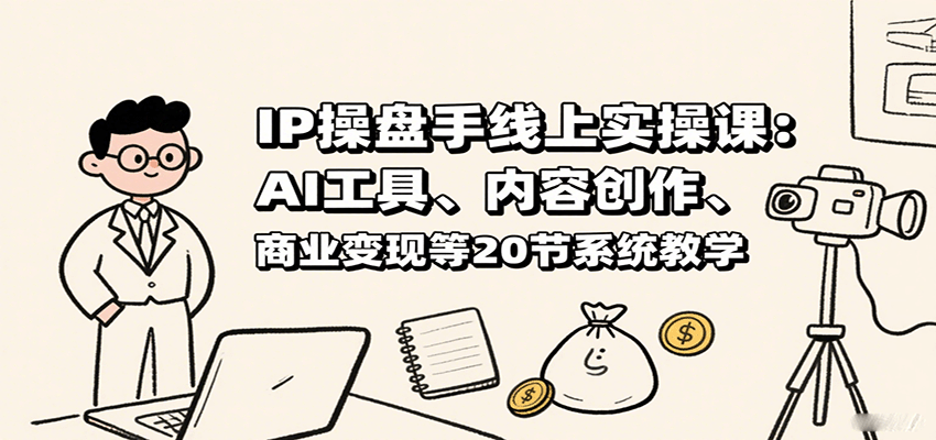 IP操盘手线上实操课：AI工具、内容创作、商业变现等20节系统教学-入圈