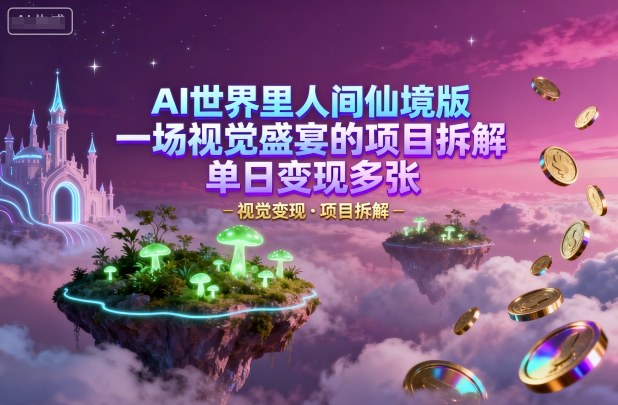 AI世界里人间仙境版，一场视觉盛宴的项目拆解，单日变现多张-入圈