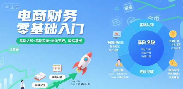 电商财务零基础入门，基础认知+基础实操+进阶突破，轻松掌握-入圈