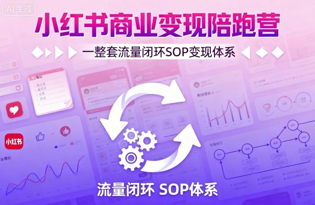 小红书商业变现陪跑营，轻IP矩阵 私域获客 聚光投流，一整套流量闭环SOP变现体系-入圈