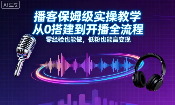 播客保姆级实操教学，从0搭建到开播全流程，零经验也能做，低粉也能高变现-入圈