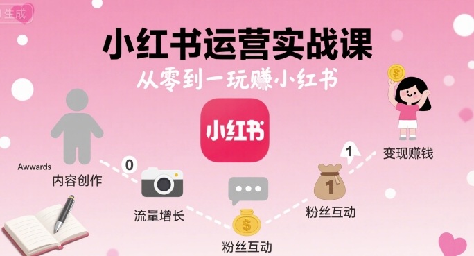 小红书运营实战课，从零到一玩賺小红书-入圈